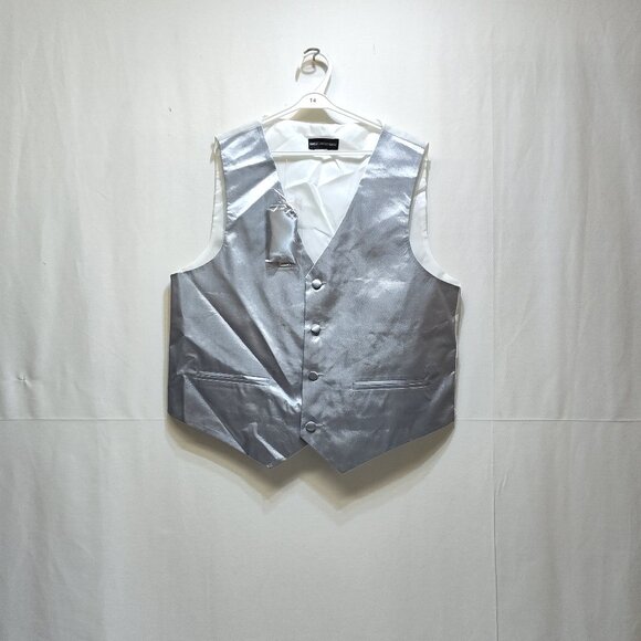 American Exchange Satin Formal Vest Matching Pocket Square Boy's Size 14 NWOT - Picture 1 of 9